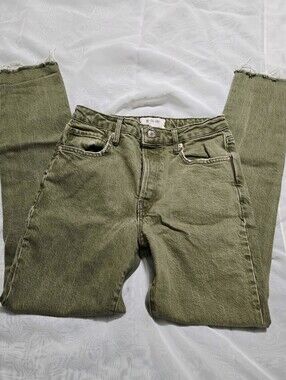 We the Free High Rise Green Skinny Jeans Distressed